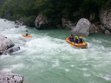 rafting down the blue soca river